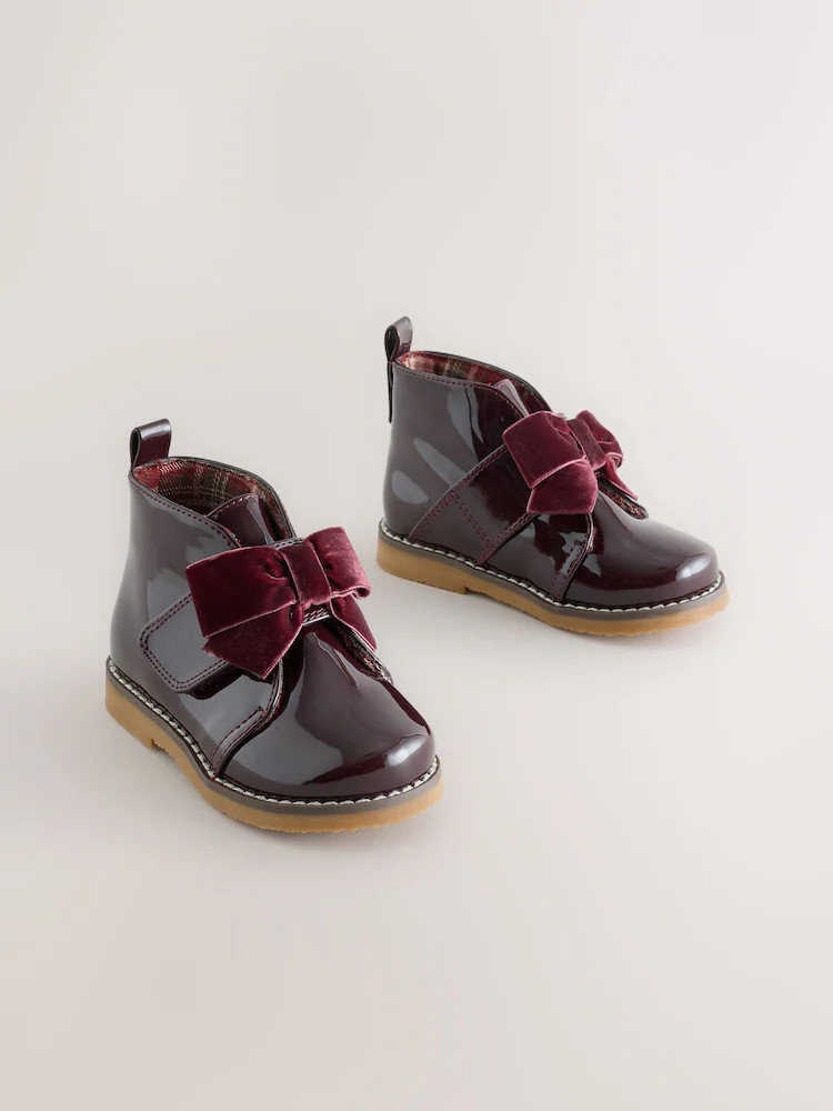 Burgundy Red Bow Detail Ankle Boots | Next US
