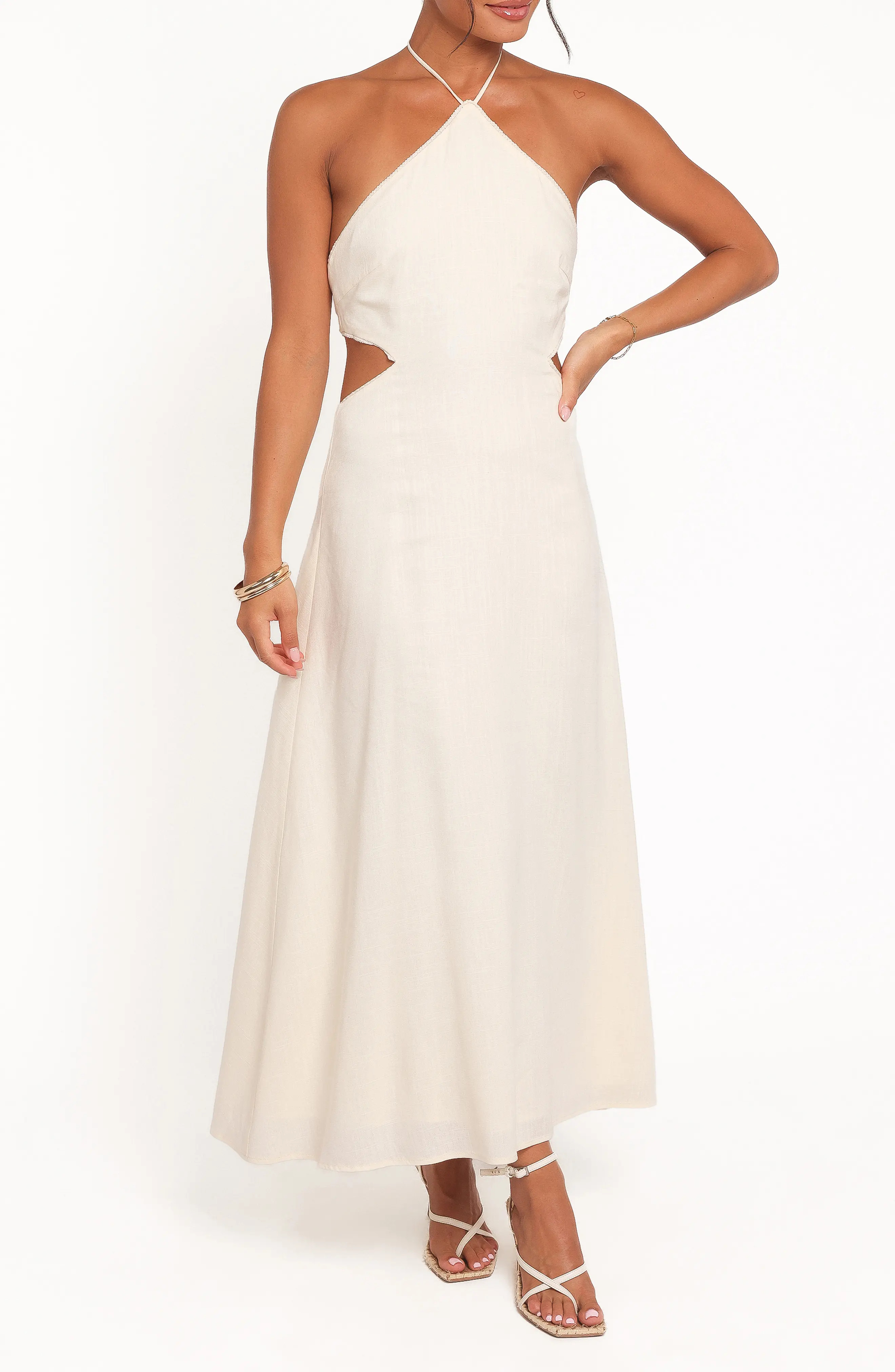 Petal & Pup Mirielle Halter Midi Dress in Yellow at Nordstrom, Size Large | Nordstrom