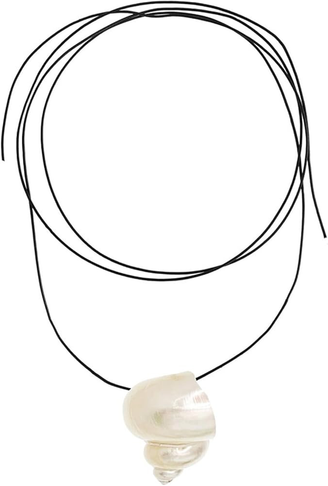Natural Shell PU Leather Cord Necklace Adjustable 120cm Neckchain Coastal Inspired Clavicle Chain... | Amazon (US)