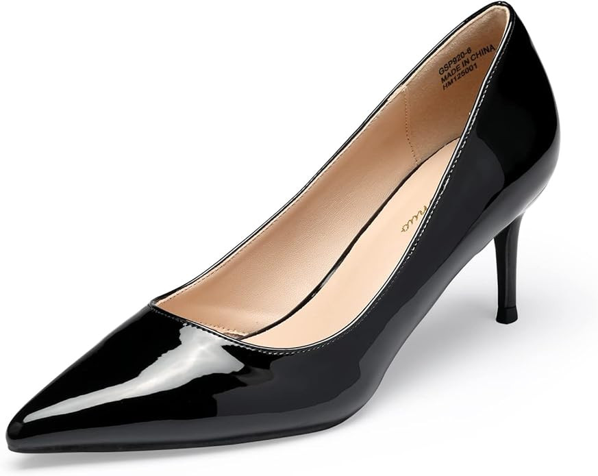 GENSHUO Low Heel Pumps for Women Closed Toe Slip On Stillettos Heels Dress Shoes | Amazon (US)