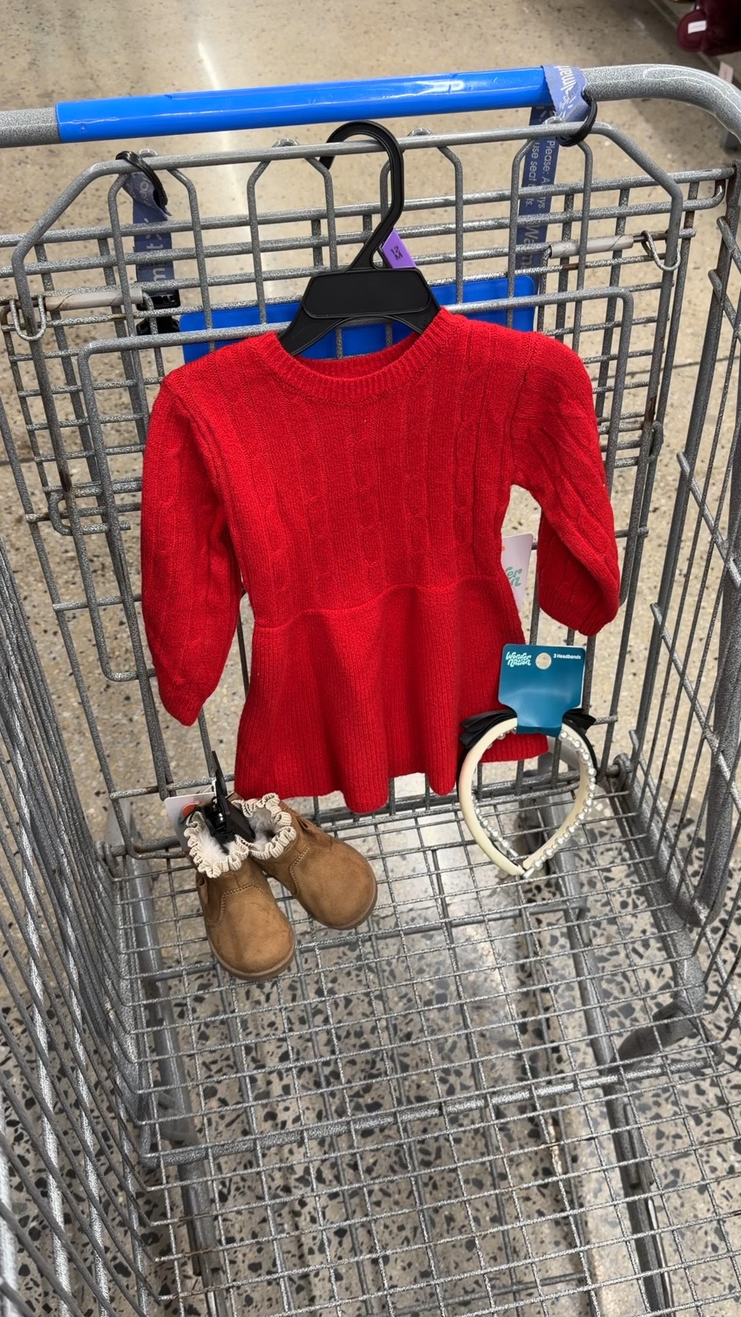 Soft sweater dress for little girls at Walmart, comes in red or creamy white. #walmartkids
