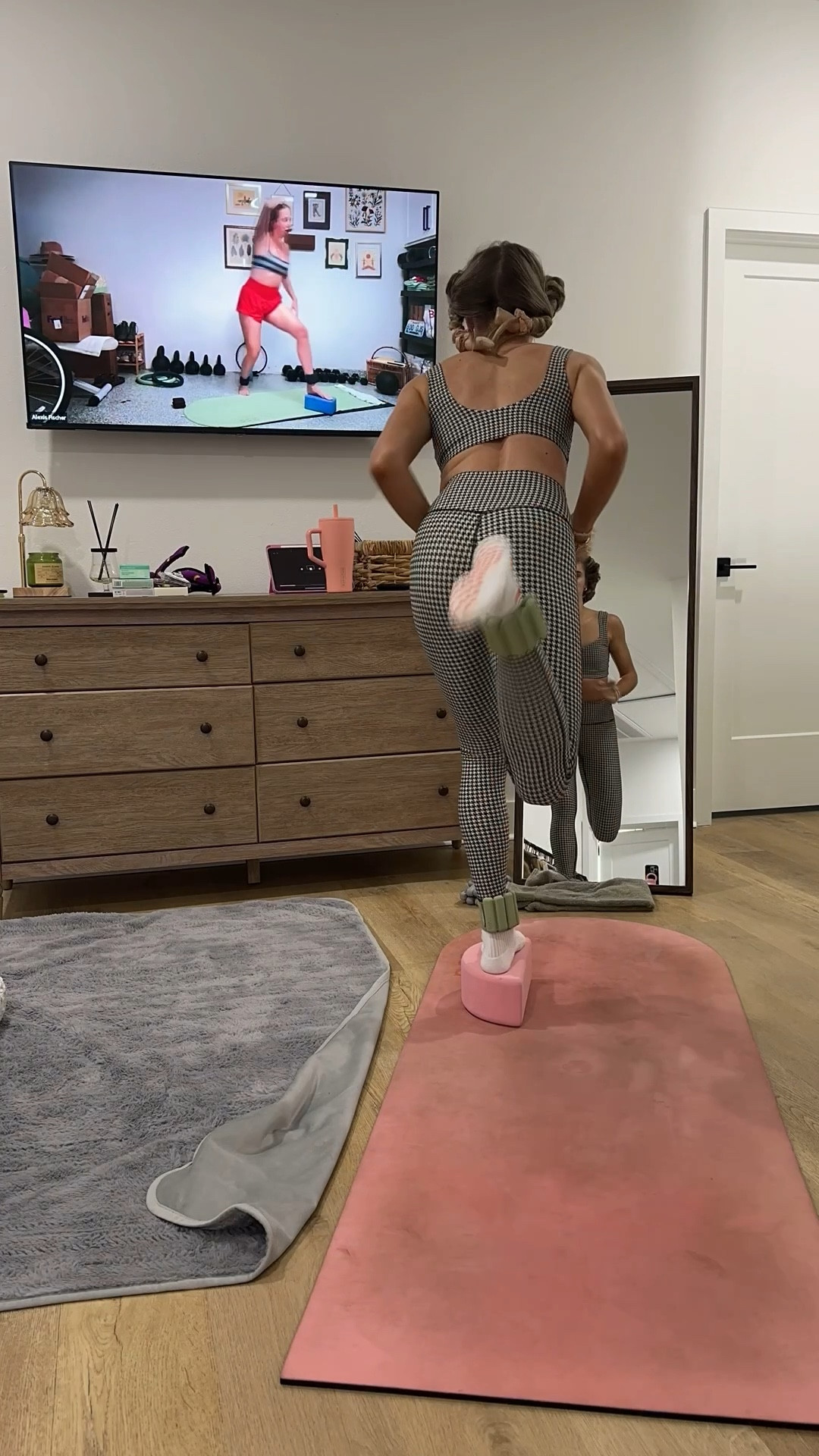 Active by Abercrombie YPB sculptLUX Sweetheart Sports Bra size XS in black houndstooth. Active by Abercrombie YPB sculptLUX 7/8-Length Legging size XS in black houndstooth  

My workout and workout gear for my daily workout. I take pilates classes from @lexfish on Instagram she has a whole online platform and membership! Most of my pilates gear and tools are from Bala. Bala use code SLOANE15. 
#workoutgear #workoutwear #pilates #ootd #outfit #athleticwear #athleticoutfit #bikershorts #sportsbra #pilatesoutfit #athleisure #bala #pilatesworkout #pilateslovers #pilatestiktok #balabangles

#LTKActive #LTKfitnessgoals #LTKmorningroutine