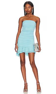 MORE TO COME Ginevra Ruched Mini Dress in Blue from Revolve.com | Revolve Clothing (Global)
