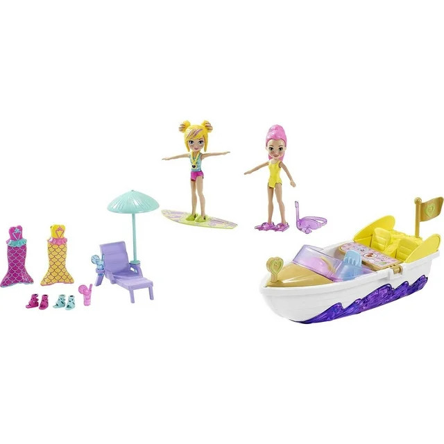 Polly Pocket Splashin’ Fun Mermaid Pack, Water Tank, Submarine, Boat, Two 3-inch Dolls, 4 & up | Walmart (US)
