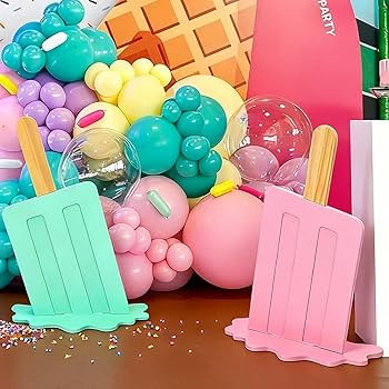 Novabright Ice Cream Party Decorations 2 Pcs 20 Inches Wooden Ice Cream Sign Backdrop for Birthday Summer Baby Bridal Shower Wedding Graduation Bar Party Decor(Pink and Green, Classicl Style) | Amazon (US)
