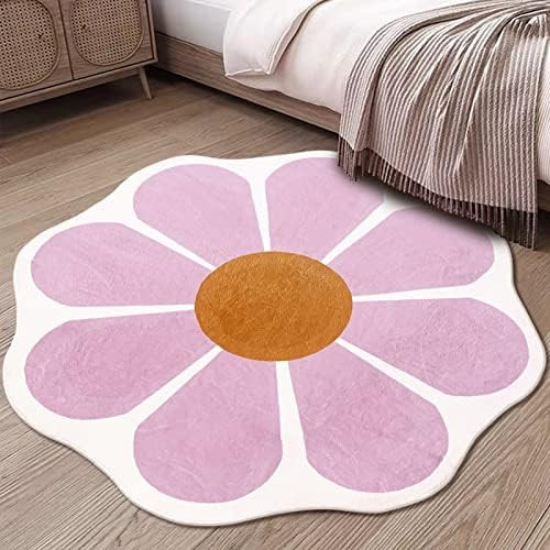USTIDE Pink Flower Shaped Rug 47x47 Inch, Washable Flower Shaped Rug Soft Flower Rugs for Bedroom | Amazon (US)