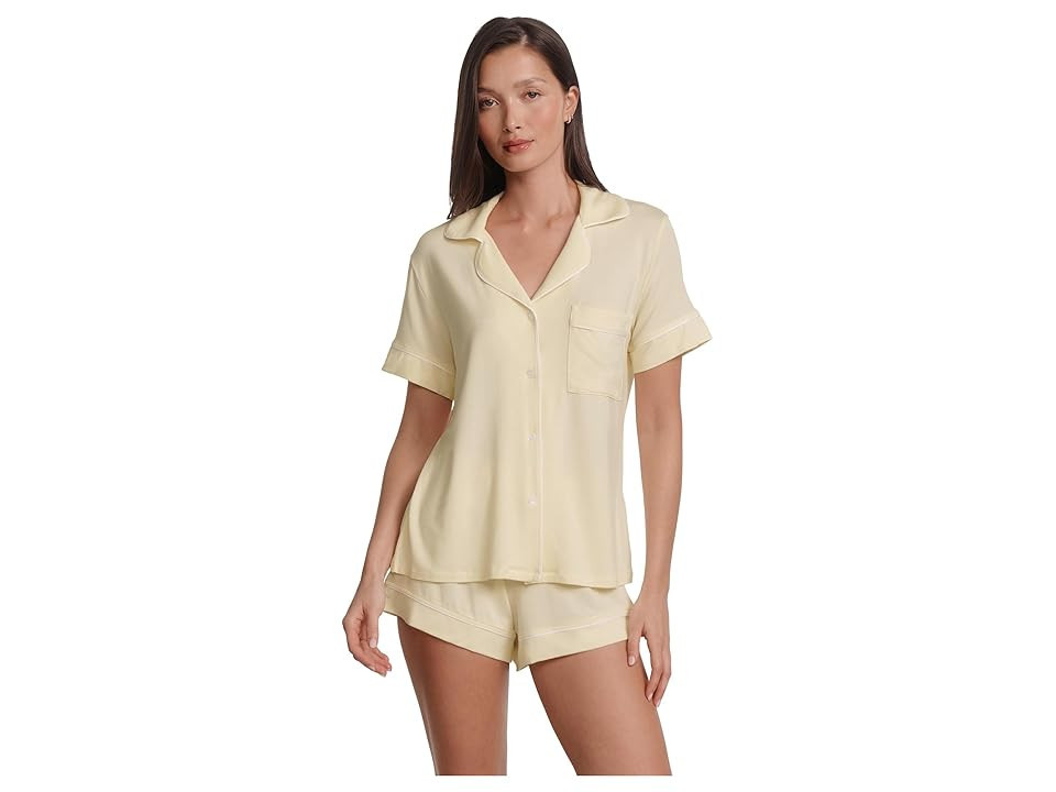 Eberjey Gisele Relaxed Short PJ Set Women's Pajama Sets Buttercream: 2XL | Zappos.com