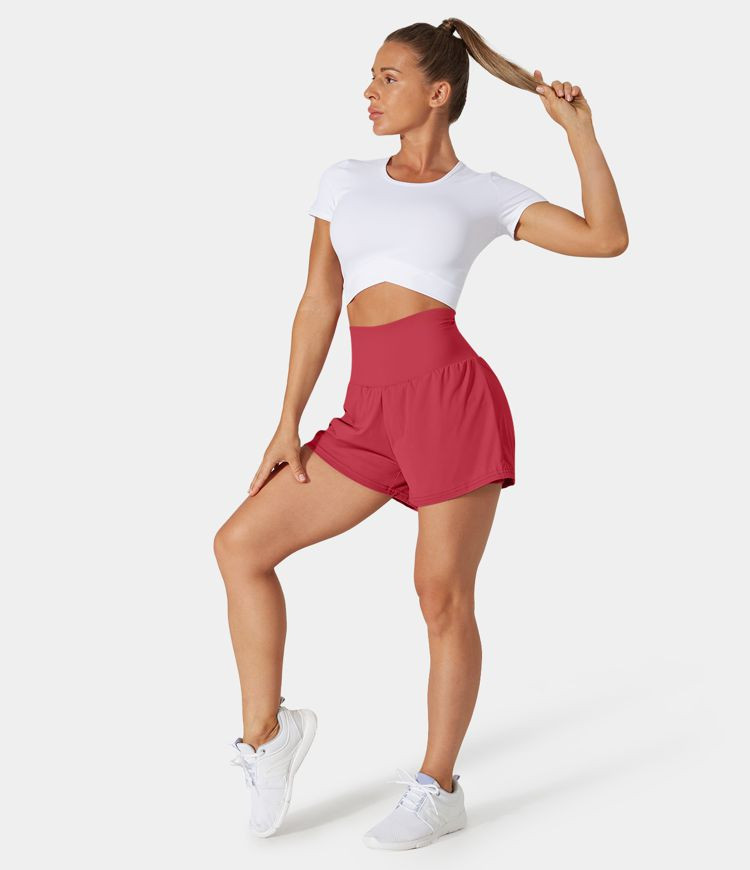 Women’s Super High Waisted Back Pocket & Side Hidden Pocket 2-in-1 Yoga Shorts 2.5" - HALARA | HALARA