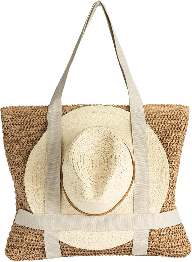 Panama Jack Women's Hat Carrying Toyo Straw Large Beach Tote Bag | Amazon (US)