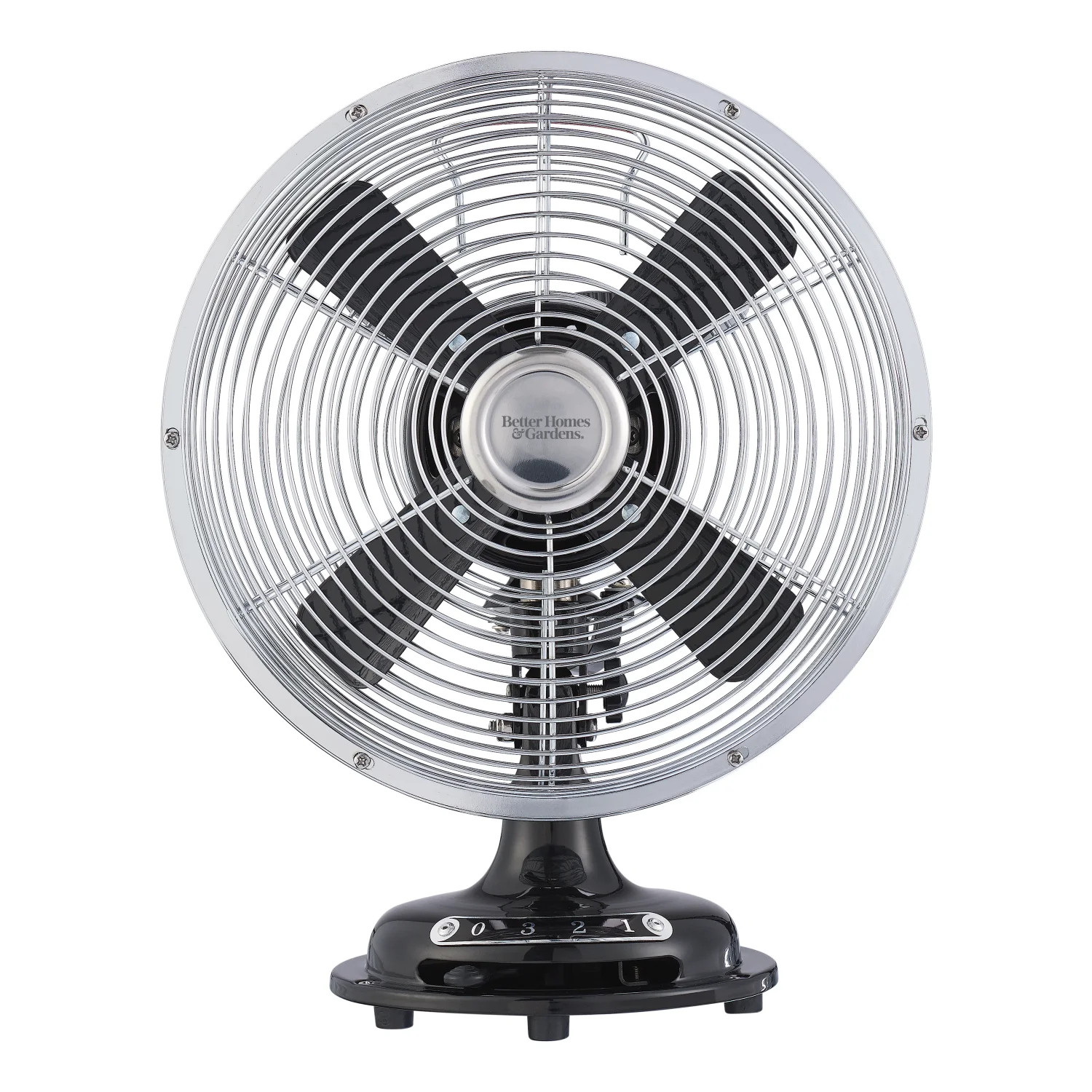 Better Homes & Gardens 8 inch Retro 3-Speed Metal Tilted-Head Oscillation Table Fan Black | Walmart (US)