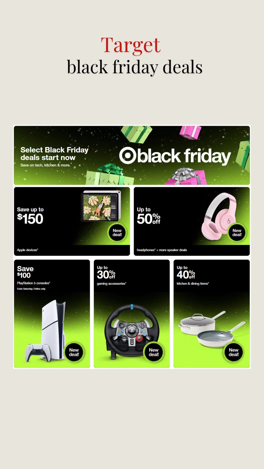 Target's Black Friday Deals have begun! electronics, games, books, computer, earbuds, sony, speaker, toys, clothes, holiday decor, kitchen, dining

#LTKHoliday #LTKSaleAlert #LTKCyberWeek