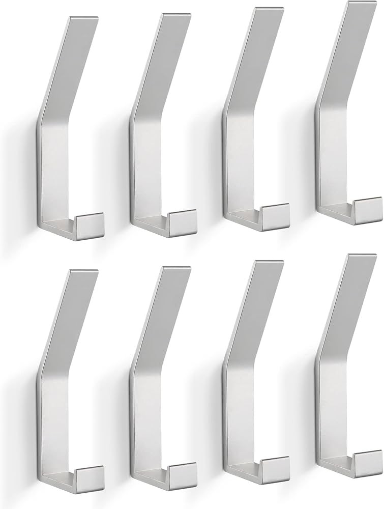 Coat Rack Hooks Wall Mounted, Silver 8Packs, KYOEON Bath Towel Rope Hooks for Kitchen, Door, Cabi... | Amazon (US)