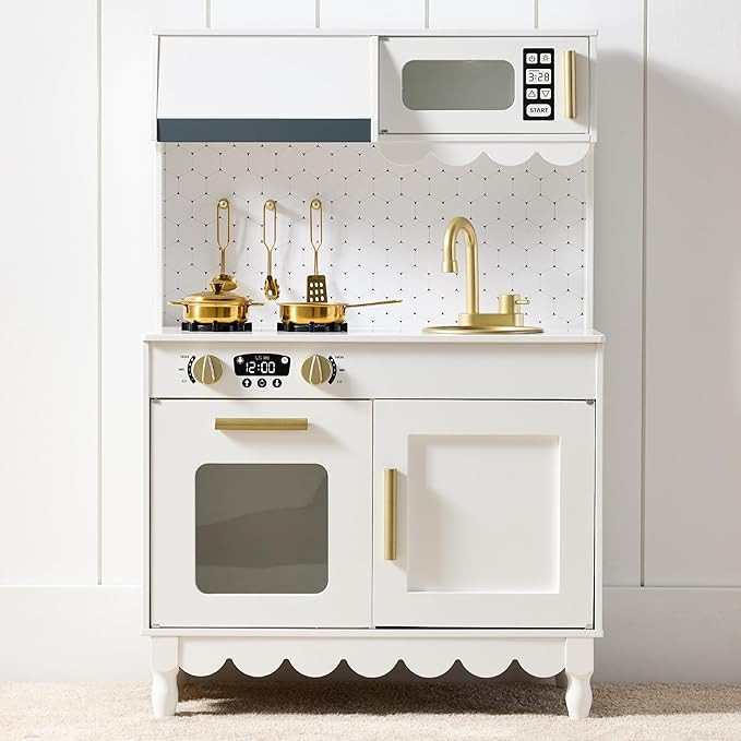 Amazon.com: Best Choice Products Toddler Kitchen Playset, Wooden Cottage Kids Play Kitchen with 5... | Amazon (US)