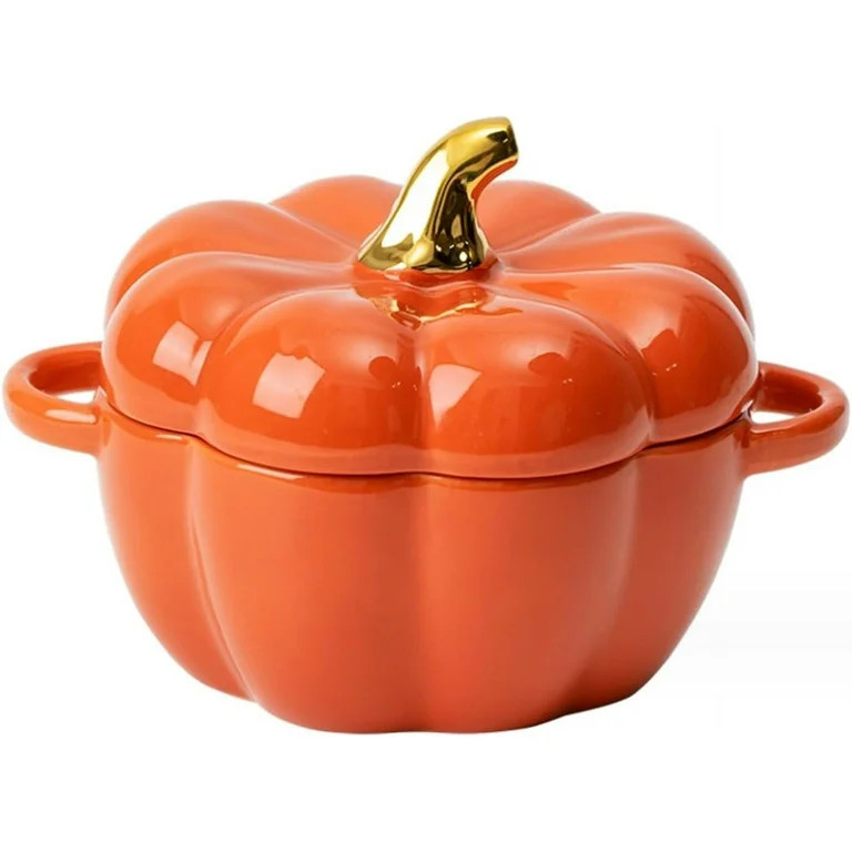 Cute Bowl, Pumpkin Ceramic Bowl with Lid, Microwave & Dishwasher Safe Dessert or Soup Bowl with H... | Walmart (US)
