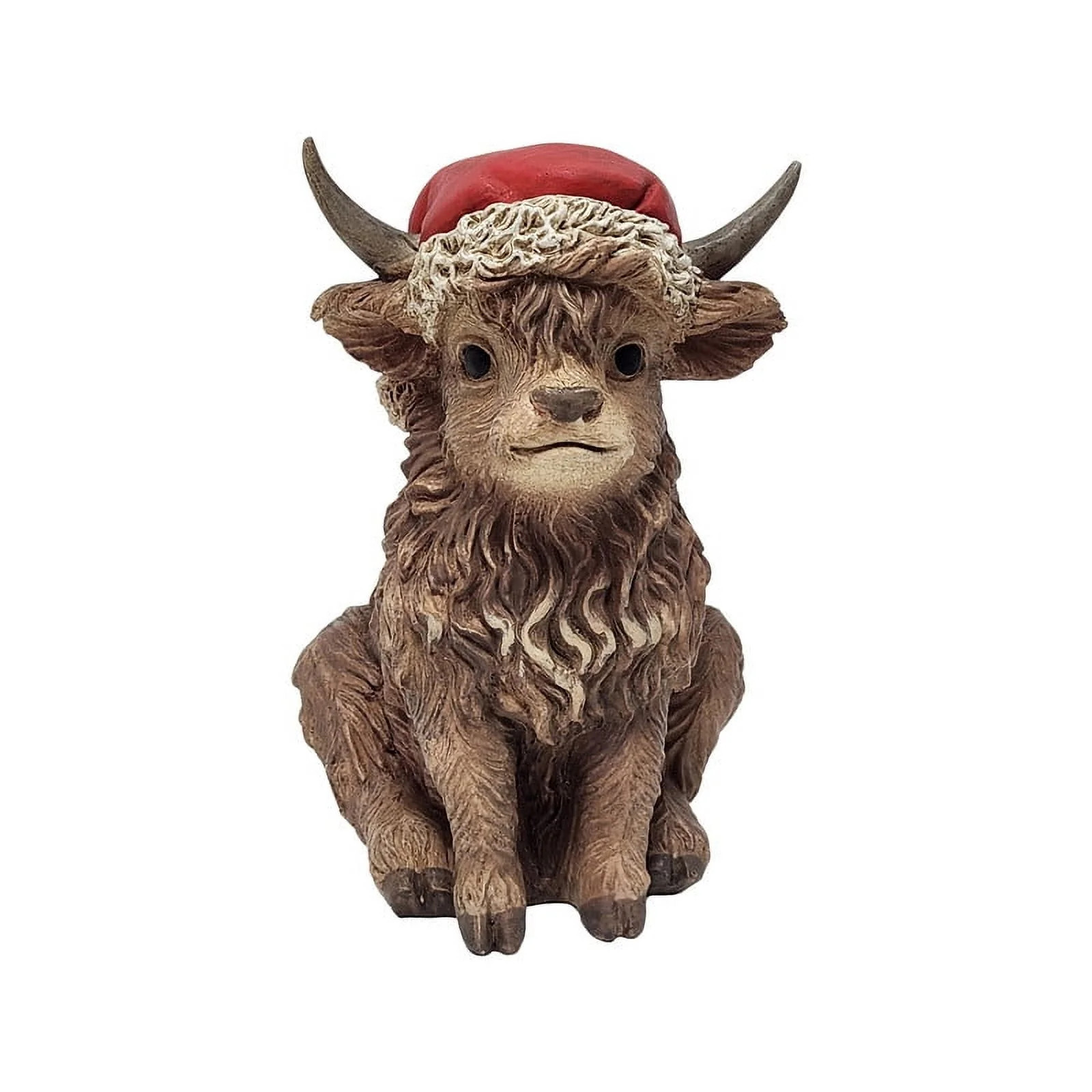 Highland Cow with Santa Hat Christmas Tabletop Decoration, Brown, 7.88", by Holiday Time | Walmart (US)
