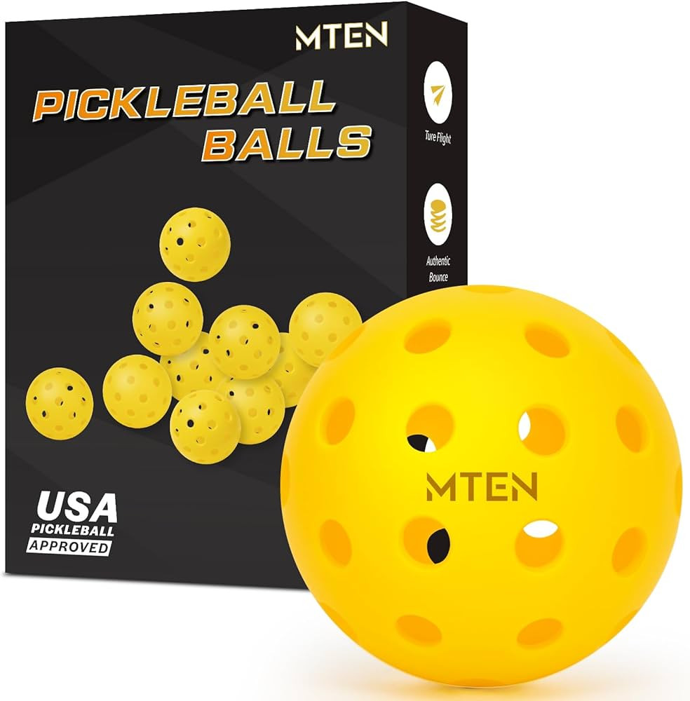 MTEN Pickleball Balls, USAPA Approved Pickleballs, 12 Pack 40 Holes Outdoor Pickleball Balls, Hig... | Amazon (US)