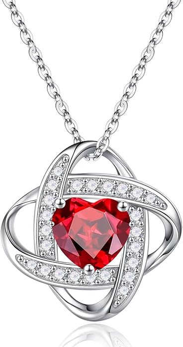 Iefil Valentines Day Gifts for Her - 925 Sterling Silver Love Knot Birthstone Necklace, Natural o... | Amazon (US)