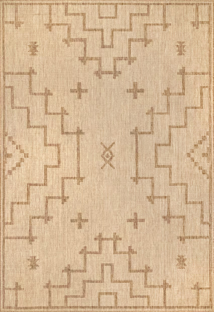 Beige Adelyn Cross Indoor/Outdoor 9' 6" x 12' Area Rug | Rugs USA