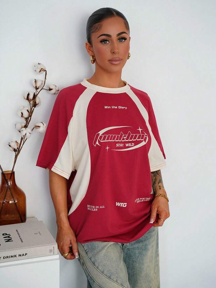 SAYEHFBABY Women's Summer Streetwear Going Out Oversize Street-Style Versatile Splicing Contrast ... | SHEIN