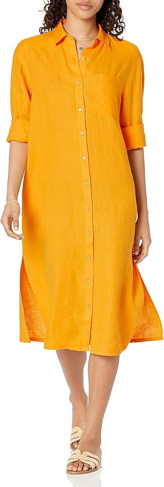 The Drop Women's Fiona Relaxed Linen Midi Shirt Dress | Amazon (US)