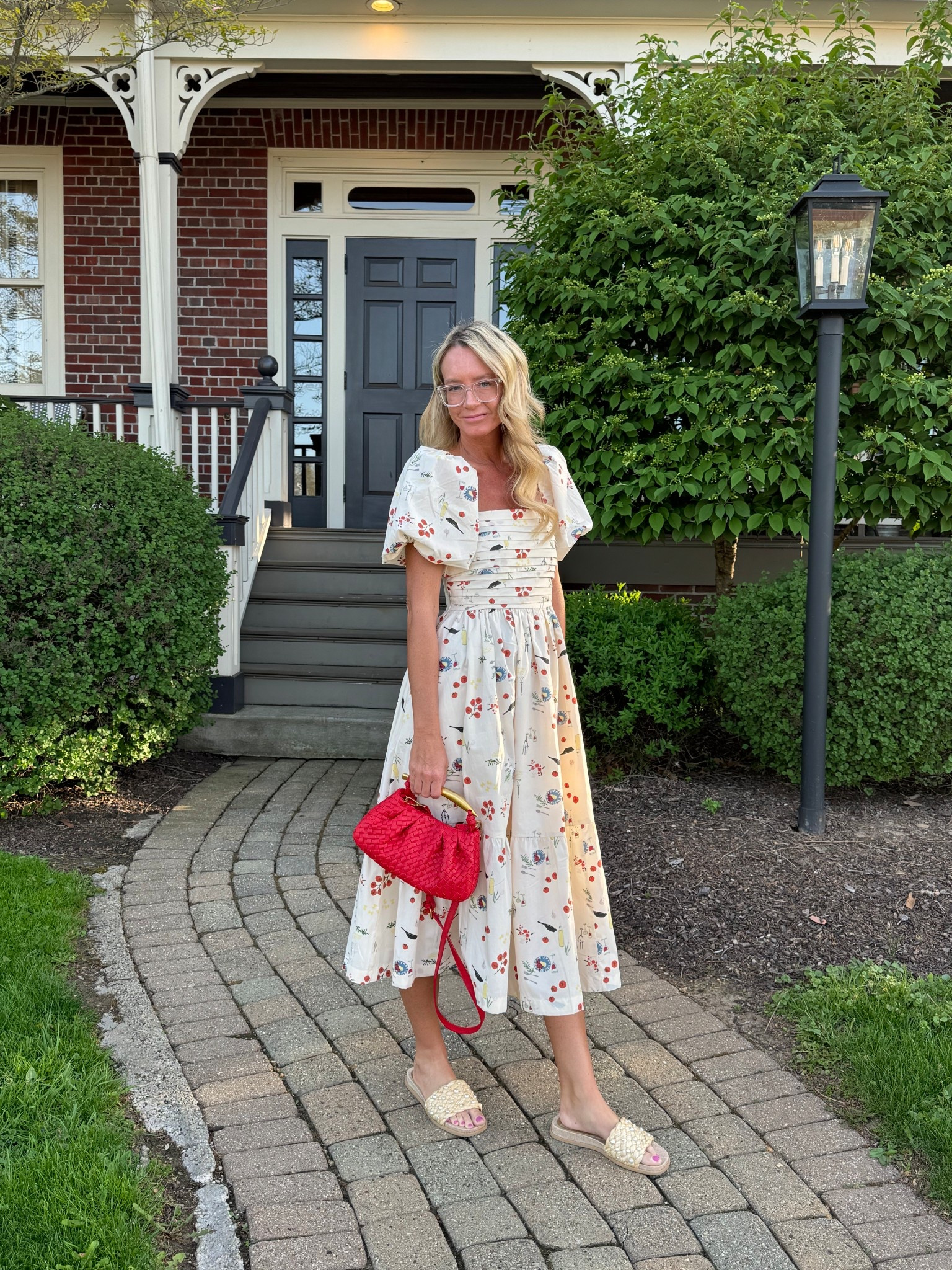 Guys - a moment for this dress, please. You might not be able to tell in this photo, but there are little tomatoes, bow-tie pasta noodles, bottles of olive oil, wine glasses, and cheese plates all over it. Tell me this wouldn’t be a perfect dress to wear to Italy this summer or even just to an Italian dinner date night. 

(I know the dress swatch shown, shows a red and white gingham dress, but if you want my exact dress, just chose the “cream” option they have available)

I’m wearing an xs for reference. 

My purse is linked, as are the sandals, but I don’t think there are many sizes still available unfortunately, because I do really love them. I will try to link some similar pairs. You could also just purchase a basic raffia wedge/platform sandal and DYI them by adding some pearls from your local Michael’s or Hobby Lobby  

#LTKSeasonal #LTKOver40 #LTKFindsUnder100