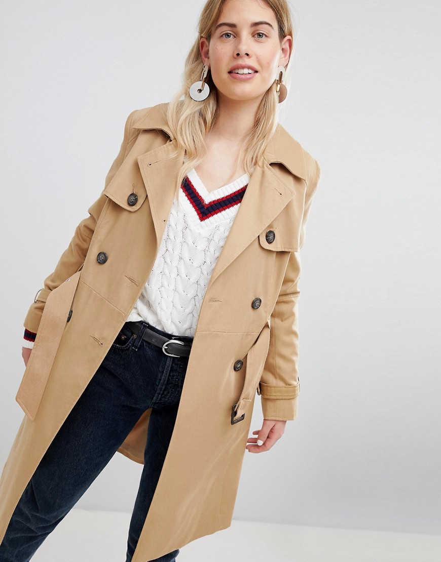 New Look Structured Trench Trench Coat - Stone | ASOS US