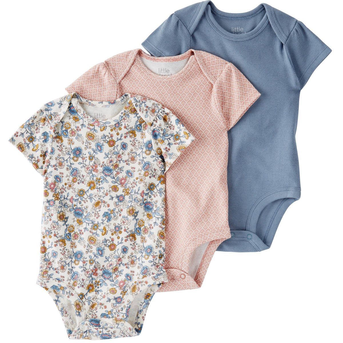 Little Planet by Carter’s Organic Baby Girls' 3pk Floral Bodysuit - White/Brown/Blue | Target