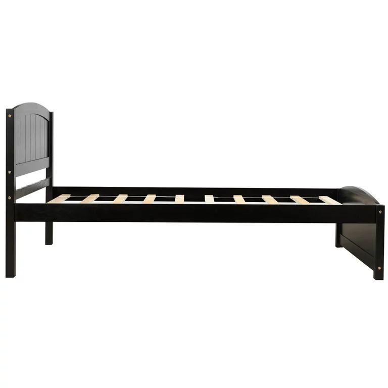 Twin Bed Frame No Box Spring Needed, Espresso Twin Platform Bed Frame with Headboard, Modern Wood... | Walmart (US)