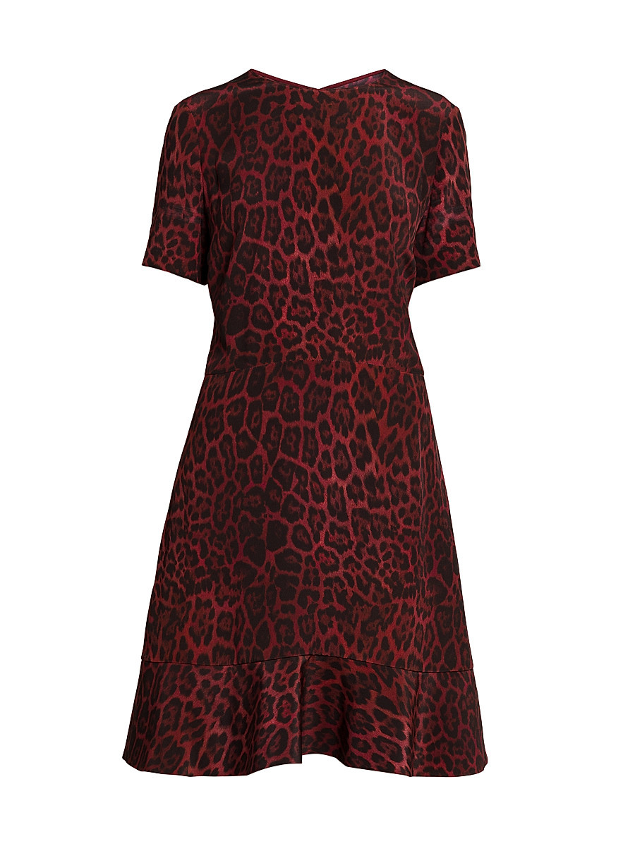 Women's Iconic Leopard Silk Crewneck Minidress - Berry - Size 0 | Saks Fifth Avenue