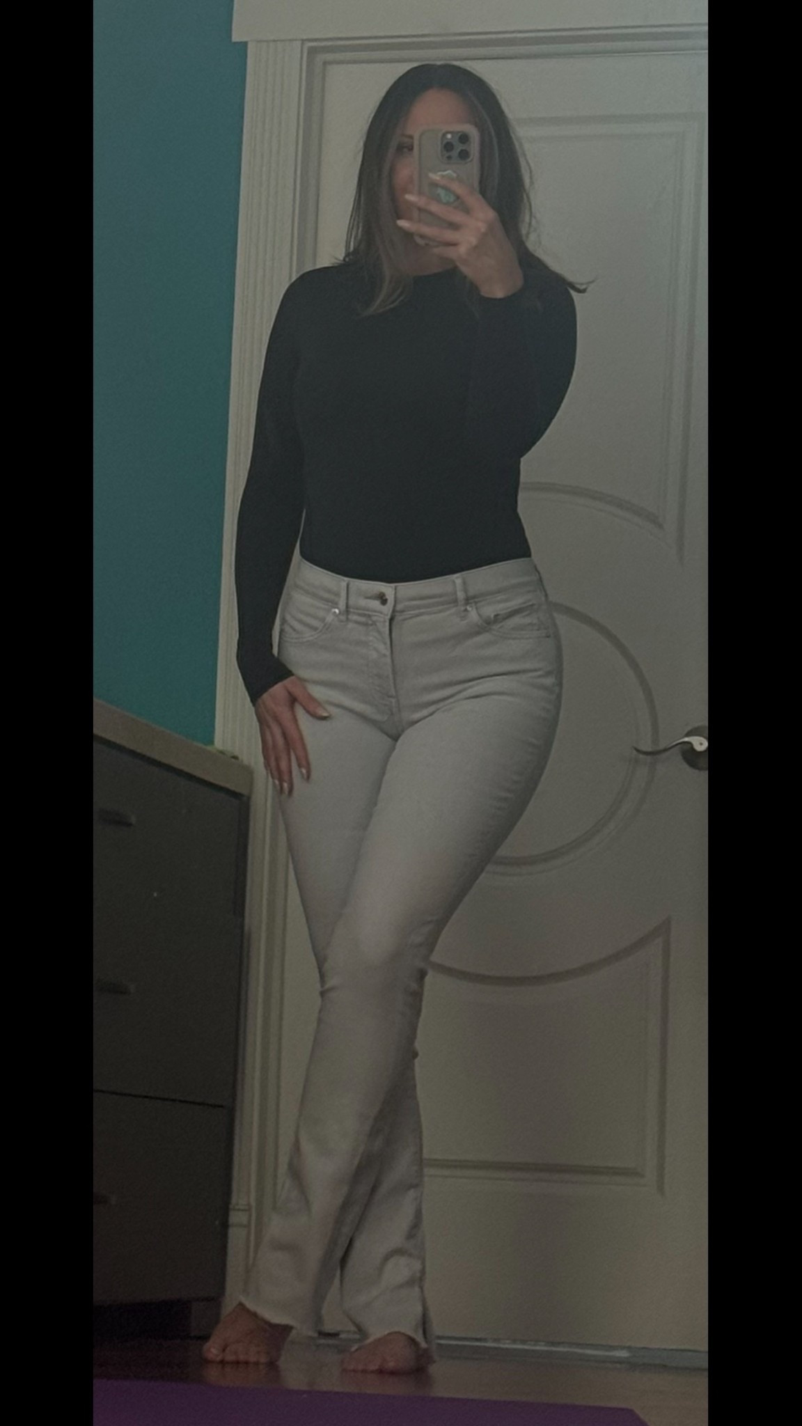 Skims long sleeve fits everybody shirt and flare jeans… 

#flarejeans #skims #skimsshirt 

#LTKmomlife #LTKTall #LTKgrwm