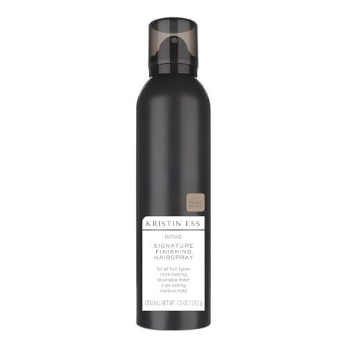 Kristin Ess Hair Refine Signature Finishing Hairspray for Hair Styling - Flexible Hold, Brushable Texture, Style Support for Straight, Textured, Wavy or Curly hair, Vegan, 7.5 oz | Amazon (US)