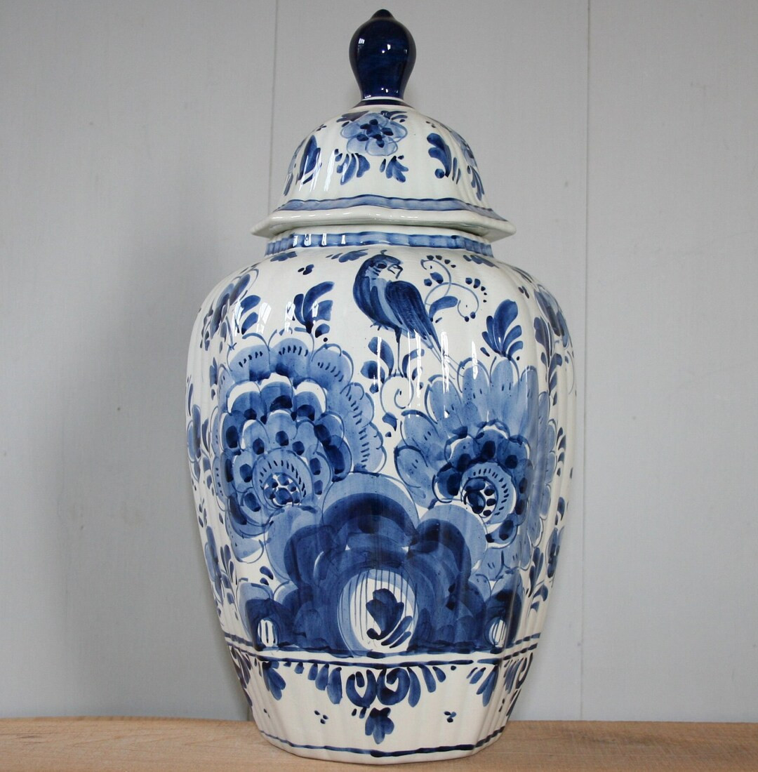 Large Delft Blue Ginger jar / Handmade and Handpainted in the Netherlands / lidded vase. | Etsy (US)