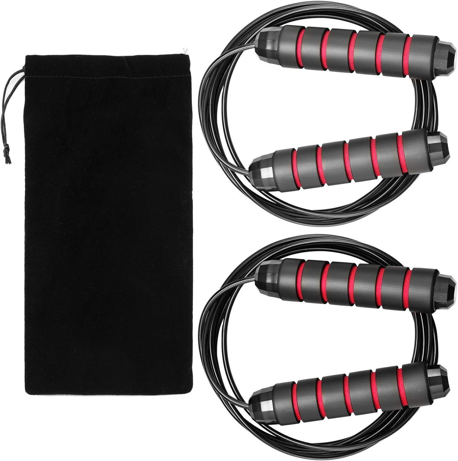 Hudii Jump Ropes, Smooth Ball Bearing Skipping Ropes with 6“ Foam Hand Grip, 2 Pack Length Adju... | Amazon (US)