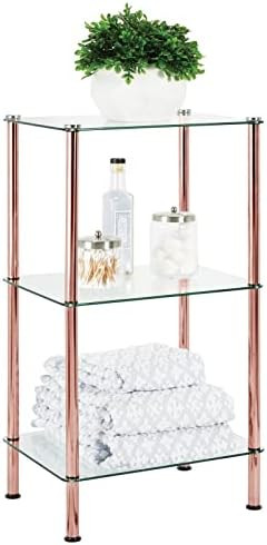 Amazon.com: mDesign Metal/Glass 3-Tier Storage Tower, Narrow Shelving Display Unit, Open Glass Sh... | Amazon (US)