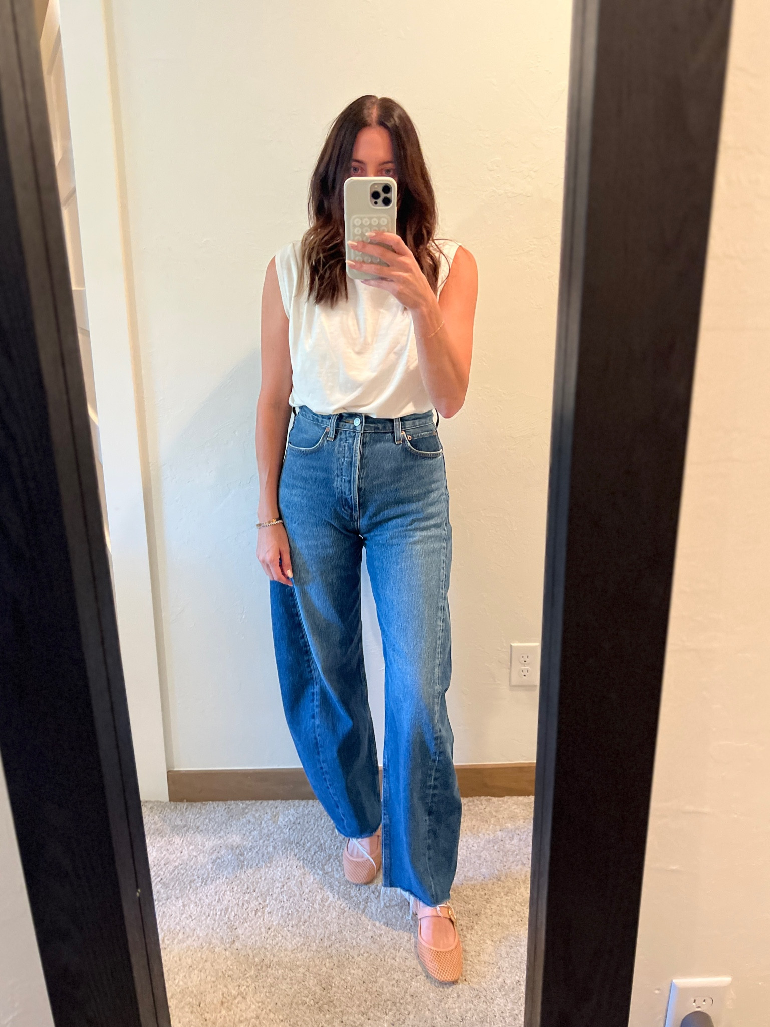 My favorite jeans. These barrel fit so good. TTS size 26. And these ballet flasks are so comfortable!! Pair it with this $68 cowl next. Great for under fall blazers too!

#LTKOver40 #LTKMidsize #LTKFallSale