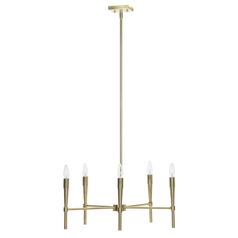 Elena 5-Light Contemporary Brushed Brass Chandelier | The Home Depot