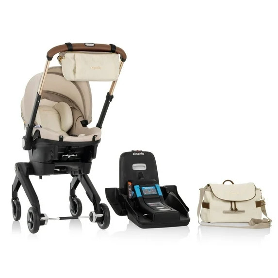 Evenflo Shyft DualRide Infant Car Seat and Stroller Combo with Green & Gentle Fabric, Champagne | Walmart (US)