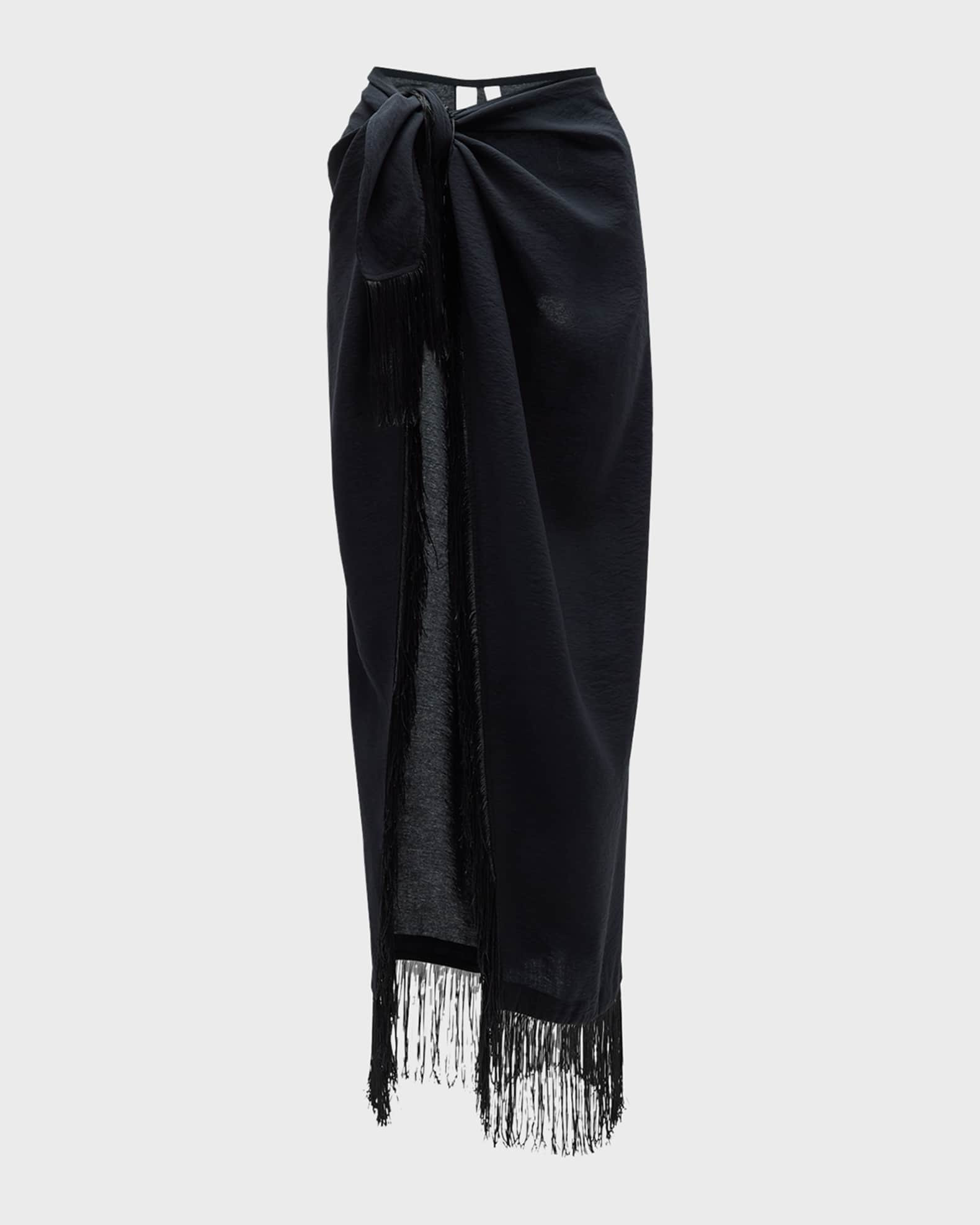 Clammy Solid Fringe-Trim Sarong Coverup | Neiman Marcus
