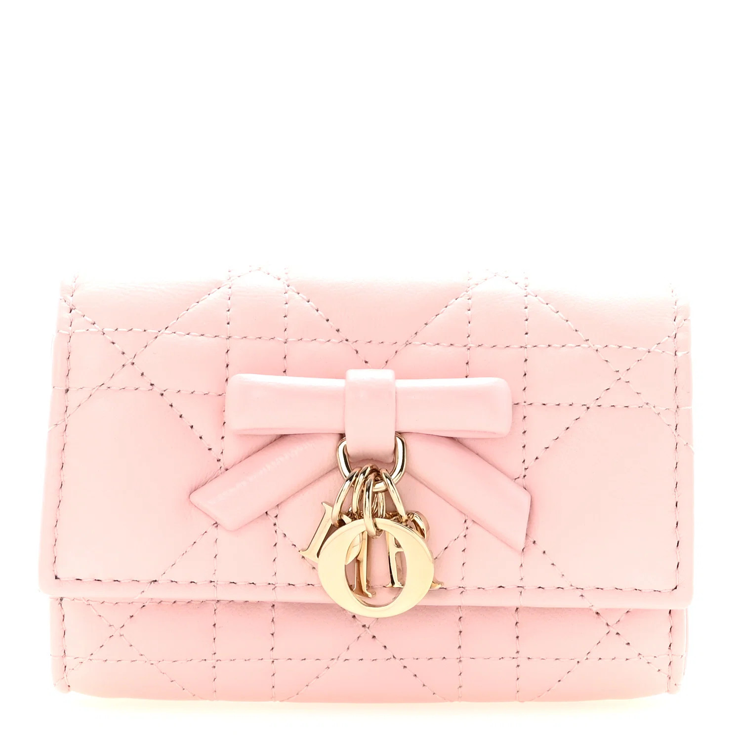 Lambskin Cannage Bow My Dior Glycine Wallet Rose Soupir | FASHIONPHILE (US)