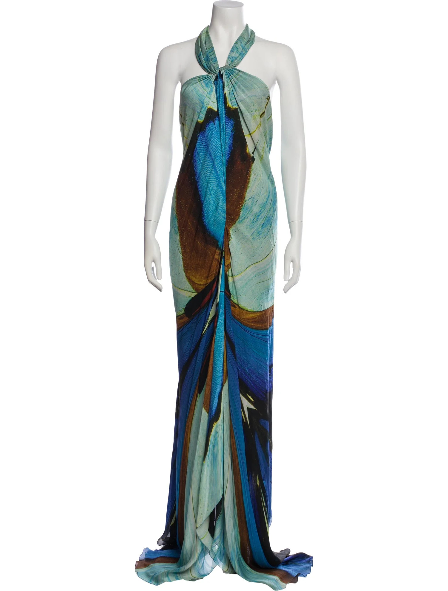Roberto Cavalli Printed Long Dress - Blue Dresses, Clothing - ROB164407 | The RealReal | The RealReal