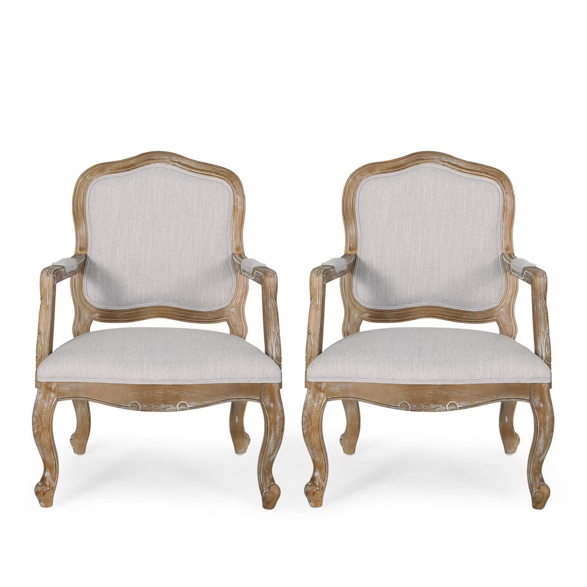 Set of 2 Andrea French Country Wood Upholstered Dining Armchairs Light Gray/Natural - Christopher... | Target