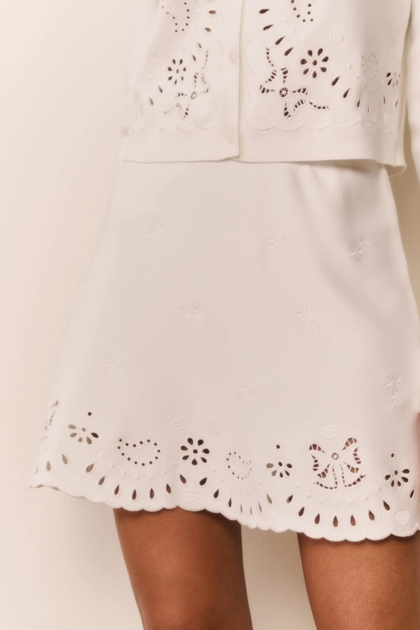 Glindy Knit Bandana Eyelet Mini Skirt | LoveShackFancy