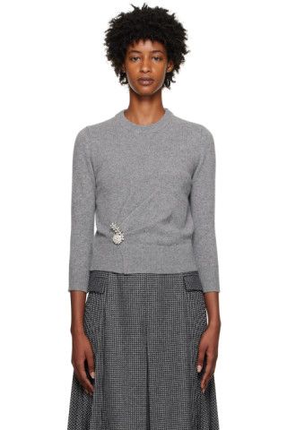 Erdem - Gray Crystal-Cut Sweater | SSENSE