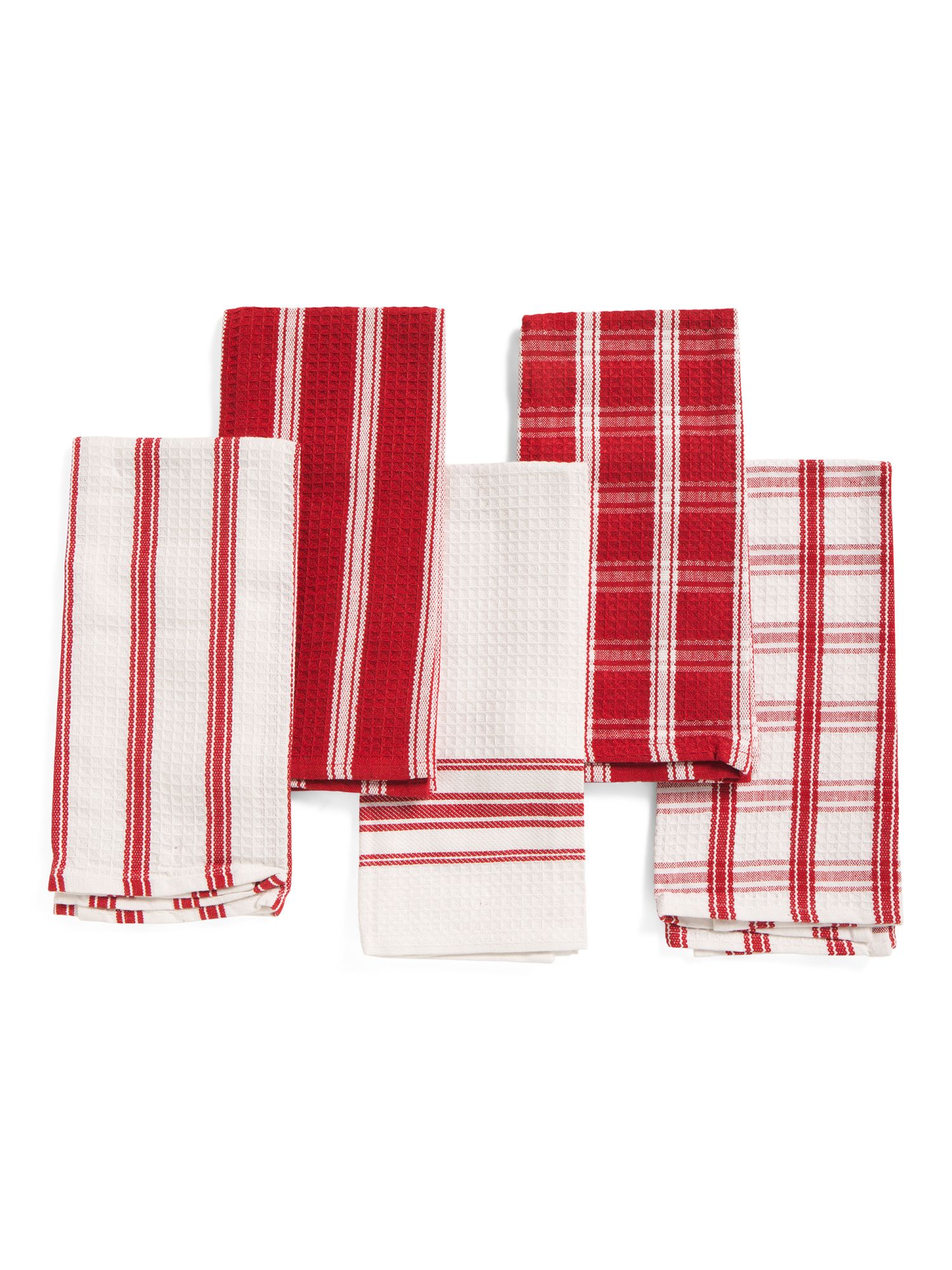 Set Of 5 Waffle Yarn Dyed Kitchen Towels | TJ Maxx