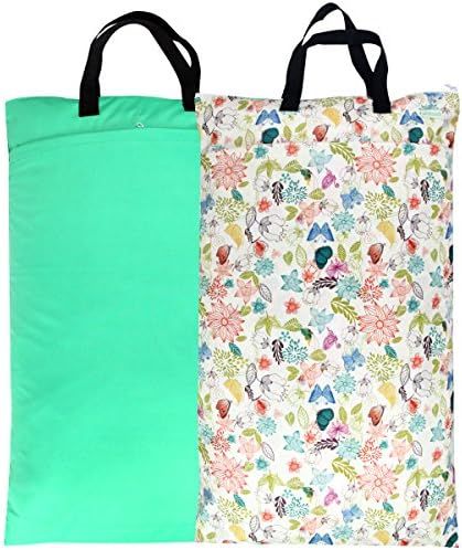 Wegreeco Reusable Hanging Wet Dry Cloth Diaper Bag (2 Pack, Jade, Camellia) | Amazon (US)