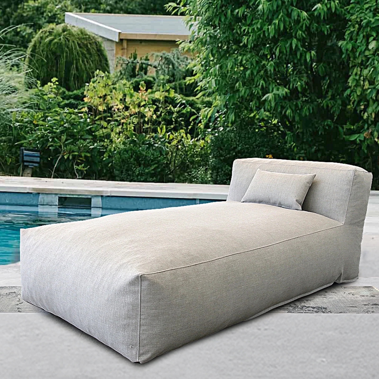 Evita Patio Furniture Olifen Bean Bag Light Gray Chaise Lounge Chair | Walmart (US)