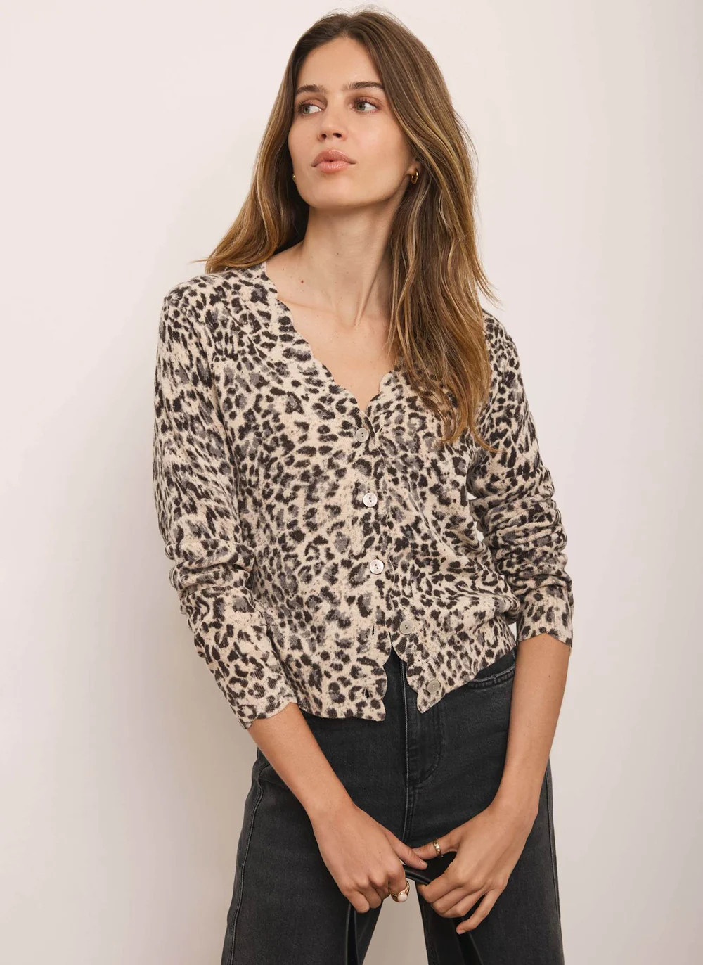 Leopard Print Cotton Cardigan | Mint Velvet