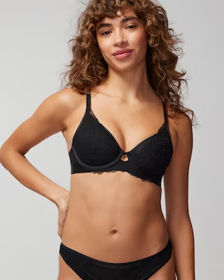 Metallic Embroidered Plunge Bra | SOMA