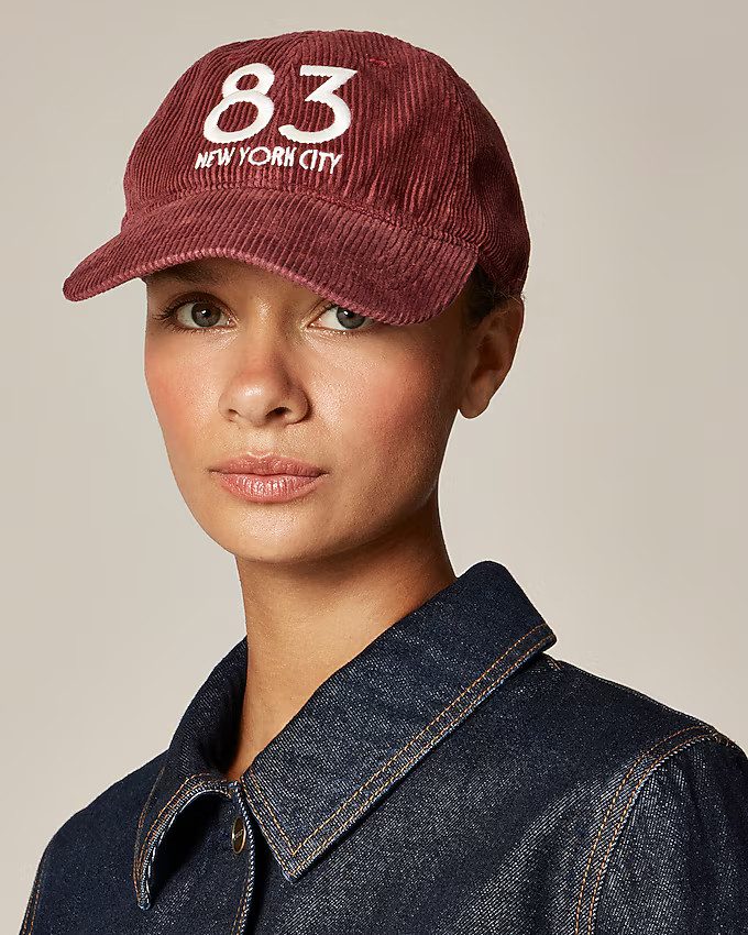 Embroidered corduroy baseball cap | J. Crew US