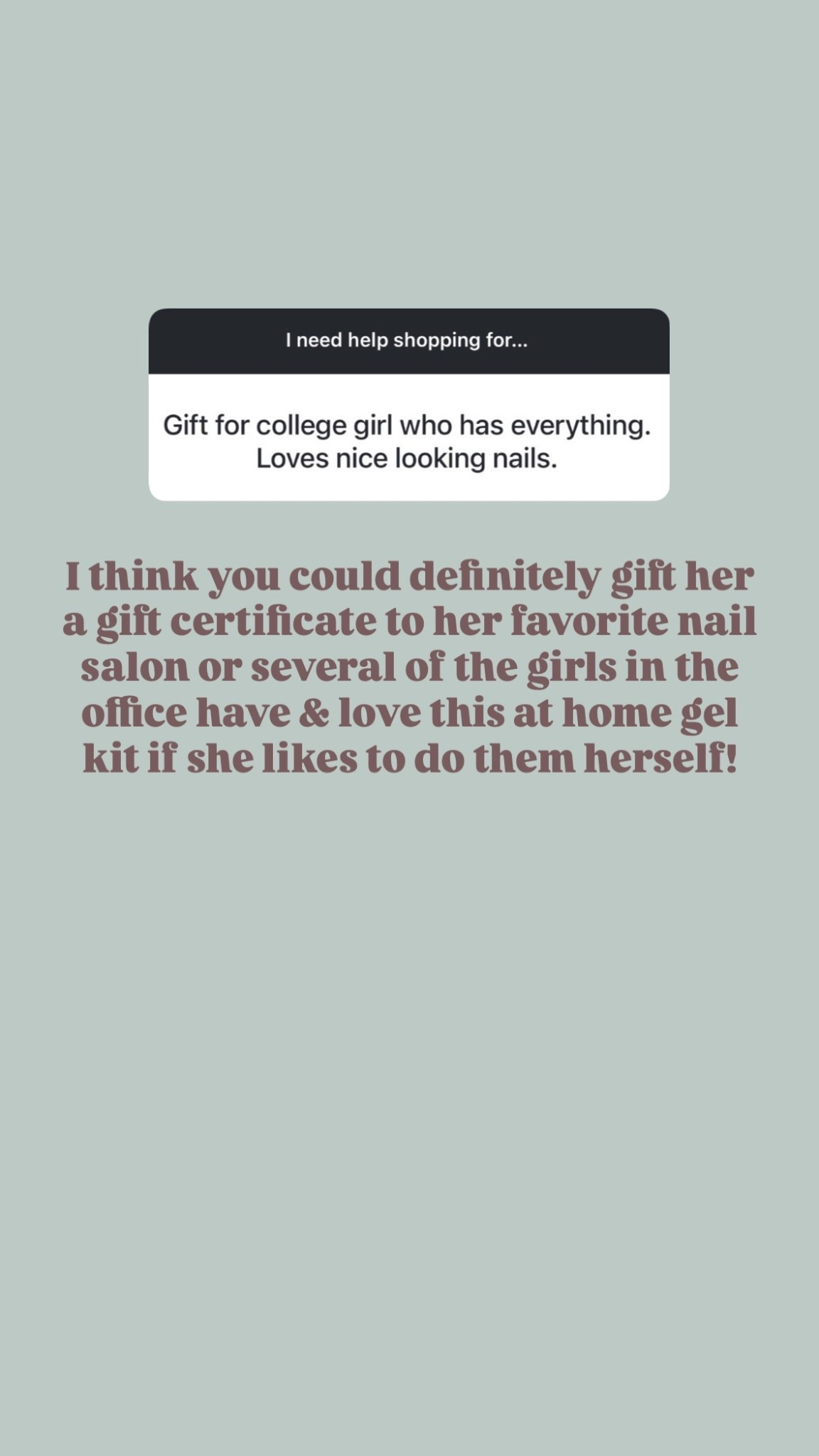 This gel nail kit is perfect for a college girl who loves to get their nails done! This nail kit comes with so many things & I linked several gel colors as well you could get with it!

Loverly Grey, college girl gift ideas, teen girl gift ideas, gel nails, nails at home

#LTKGiftGuide #LTKBeauty